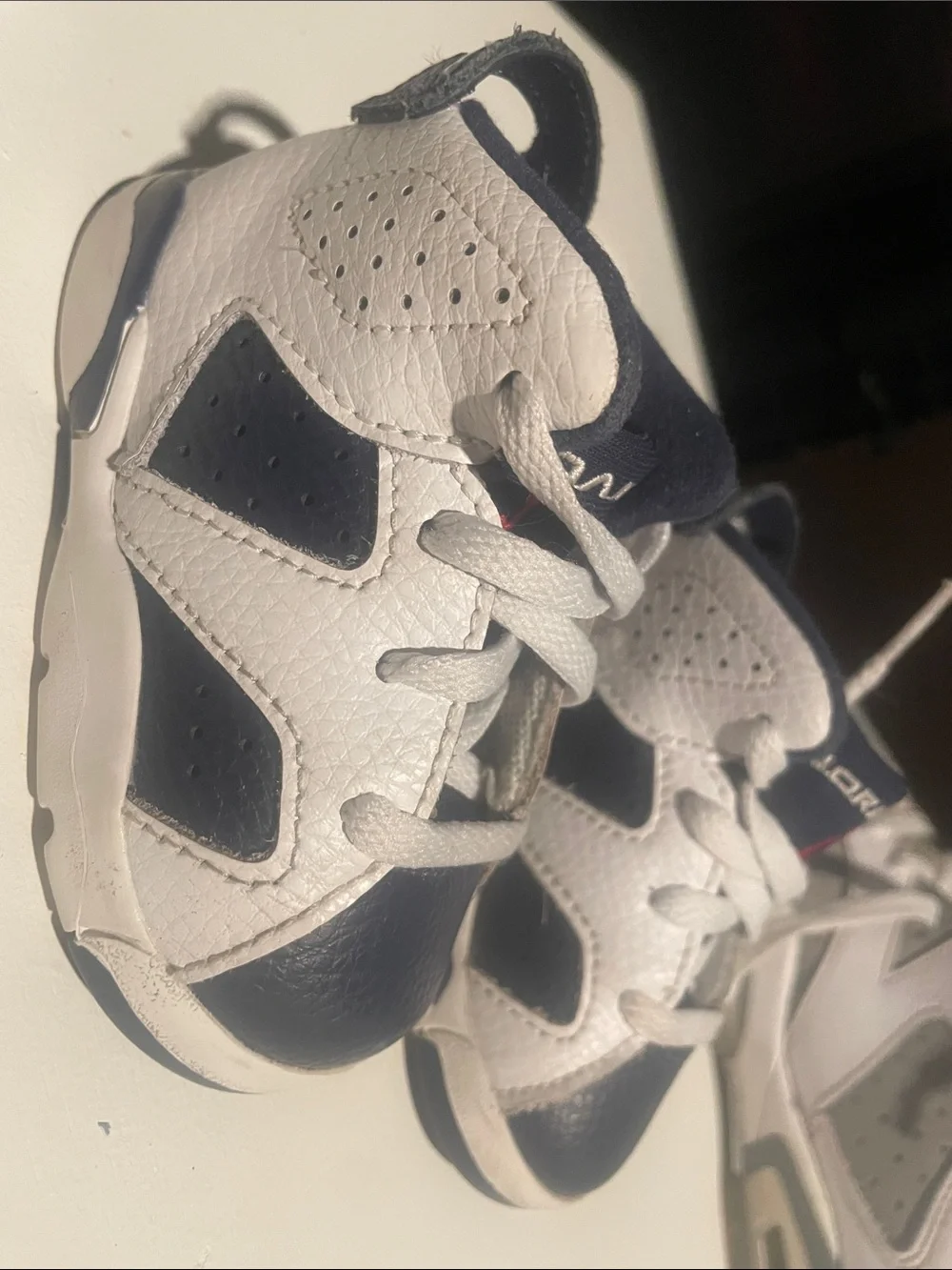Jordan Navy, White & Red Baby High-Top Sneakers